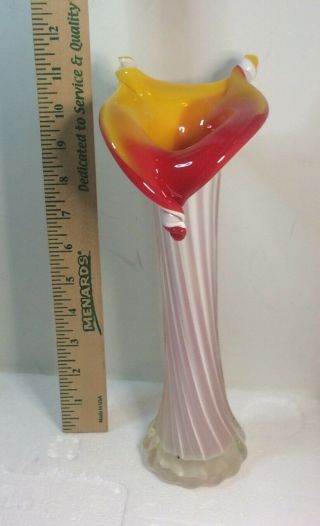 Jack In The Pulpit Glass Flower Bud Vase Approx 11 1/2 Inches Tall