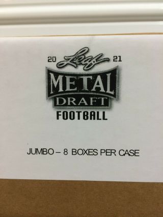 2021 Leaf Metal Draft Football Jumbo Factory Hobby 8 Box Case