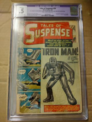 Tales Of Suspense 39 Cgc 0.  5 Grade,  1st Appearance Of Iron Man In Marvel Comics
