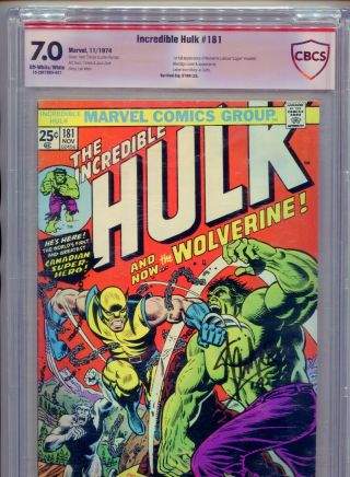 1974 Marvel Incredible Hulk 181 1st Wolverine Cbcs 7.  0 Stan Lee Signed Verified
