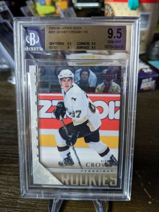 2005 - 06 Sidney Crosby Upper Deck Young Guns 201 Rookie Card Rc Bgs 9.  5