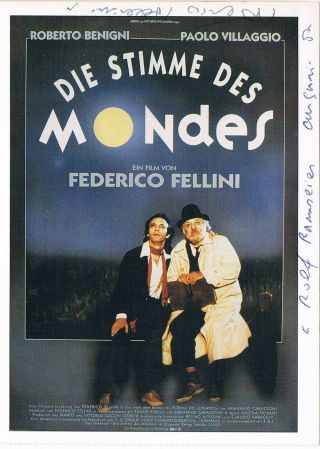 Federico Fellini 1920 - 93 Autograph Signed Movie Poster Card 4 " X5.  5 "