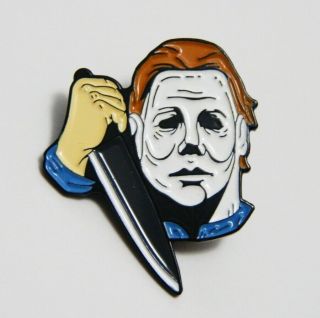 Halloween Movie Michael Myers Face And Hand Holding Knife Metal Enamel Pin