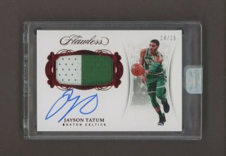 2017 - 18 Panini Flawless Ruby Jayson Tatum Signed Auto Patch 14/15 Celtics