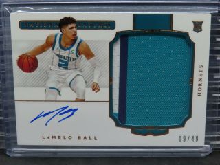 2020 - 21 National Treasures Lamelo Ball Bronze Rookie Patch Auto Rc 9/49 T214