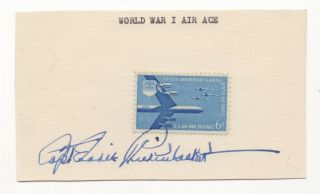 Eddie Rickenbacker - Wwi Fighting Ace,  Medal Of Honor - Autographed Card W Stamp