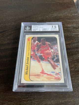 1986 Michael Jordan Fleer Sticker Rookie Card - Bgs 7.  5 - Gorgeous