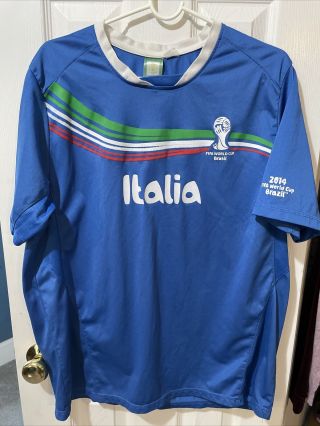 Italia 2014 Fifa World Cup Football Soccer Men’s Blue Jersey Size Xl Italy