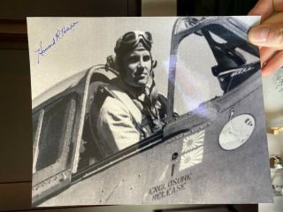 Rare Us Navy F6f Hellcat Ace Howard Hudson Signed 8x10 Photo - 5 Kills
