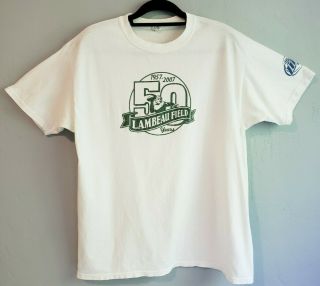 Green Bay Packers T Shirt 50th Anniversary Lambeau Field Mens Xl Miller Lite