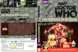 Doctor Who: The Monster Of Peladon Dvd Cover Signed By The Cast