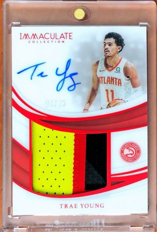 2018 Immaculate Trae Young Rc Rookie Chinese Red Sick Patch Auto /25