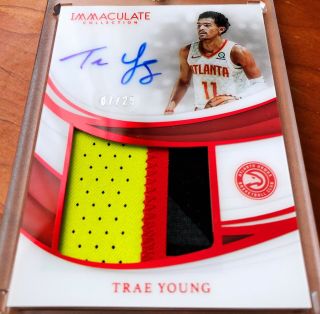 2018 Immaculate Trae Young Rc Rookie Chinese Red Sick Patch Auto /25 2