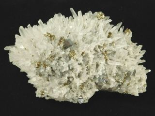 A Big Quartz Crystal Cluster With Pyrite And A Galena Crystal Peru 447gr