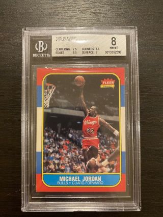 1986 Fleer Michael Jordan Rookie 57 Bgs 8 (9,  8.  5,  8.  5,  7.  5) Centered - Under Graded