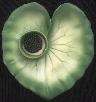 Vintage Dept 56 Ceramic Floral Flower Frog Lily Lilly Pad Green And Flower