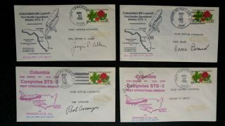 Sts - 5 Shuttle Launch & Landing Cover Set Hand Signed By Entire Crew Incl.  Lenoir