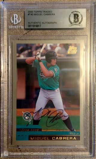 2000 Topps Traded Miguel Cabrera Rookie Card Auto Rc T40 Bgs Rare 500 Hr