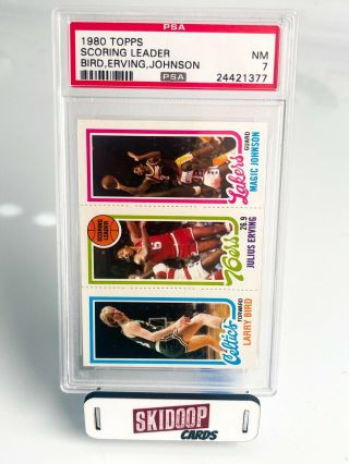 1980 - 1981 Topps Larry Bird/ Julius Erving/ Magic Johnson Rookie Card Psa 7