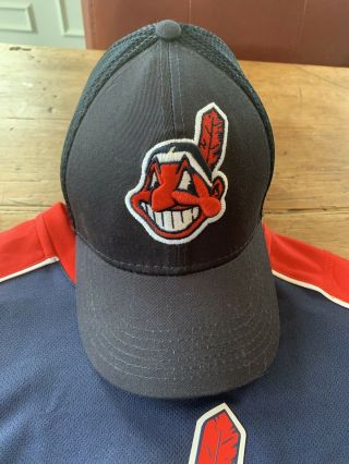 Youth Size M Cleveland Indians Majestic MLB Sleeveless Shirt & Baseball Cap Hat 2