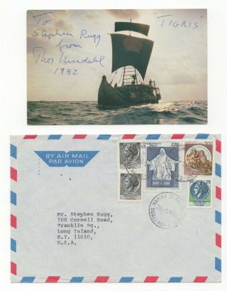 Thor Heyerdahl - Norwegian Ethnographer - Autographed Postcard