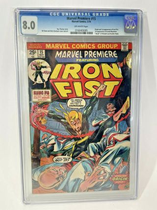 Marvel Premiere 15 (marvel,  5/74) - 1st Appearance Of Iron Fist - Cgc 8.  0 Comic