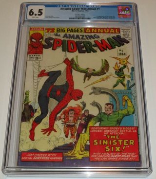 The Spider - Man Annual 1.  Cgc 6.  5.  White Pages.  Marvel,  1964.