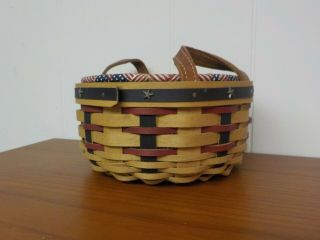 Longaberger Proudly American Button Basket,  Old Glory Liner & Protector 2003