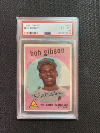 1959 Topps 514 Bob Gibson Psa 6 “pack Fresh” “4 Sharps” Rc Rookie Hof