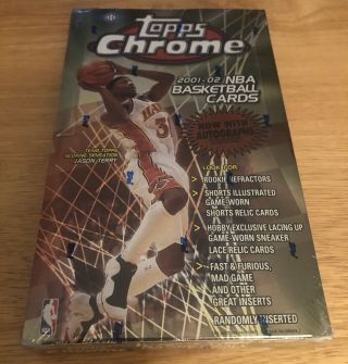 2001 - 02 Topps Chrome Basketball Factory Hobby Box,  24ct Packs,  Kobe