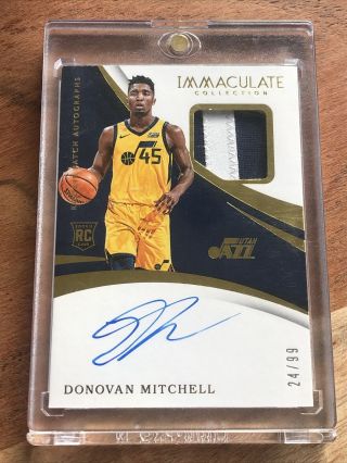 2017 - 18 Panini Immaculate Donovan Mitchell Rpa /99 Rc Rookie Patch Auto Jazz