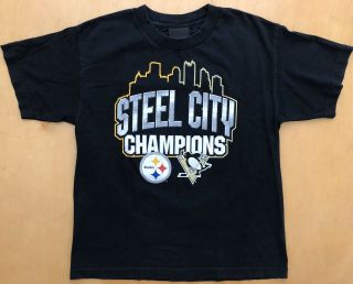 Pittsburgh Steelers Penguins Steel City Champions Shirt Large Bowl Stanley