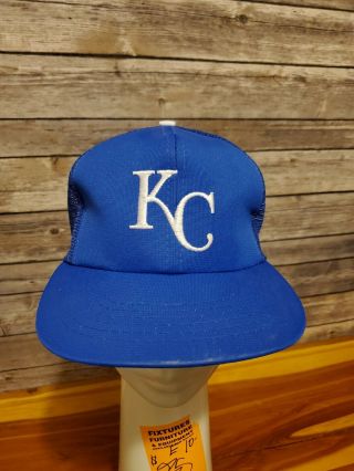 Vintage Kansas City Royals Kc Mesh Trucker Hat Snapback Baseball Cap Mlb