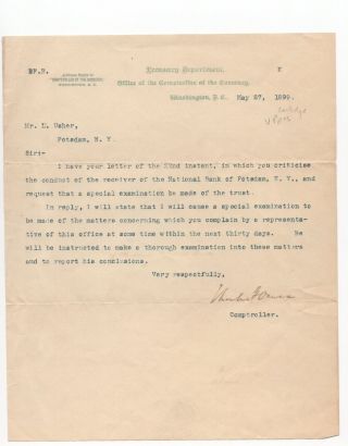 Charles G.  Dawes - 30th U.  S.  Vice President - Autographed Letter (tls),  1899