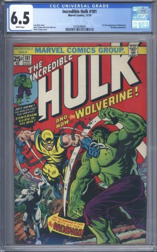 Incredible Hulk 181 Vol 1 Cgc 6.  5 1st App Of Wolverine Complete W/ Marvel Stamp