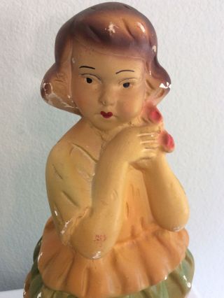 Vintage 1930 - 40’s Chalkware Carnival Prize Souvenir Sweet Girl 12”