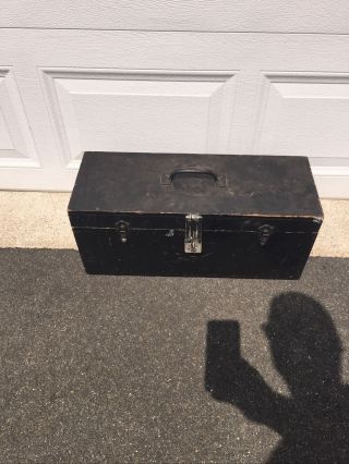 Vintage Antique Wood Tool Box Large Well Made With Pull Out Tray