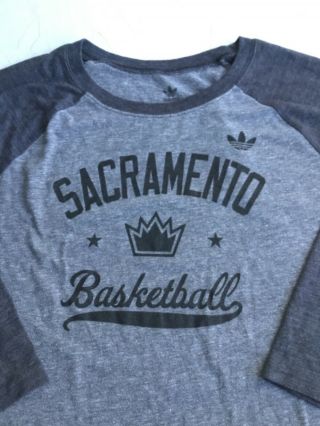 Adidas Logo Nba Sacramento Kings Basketball Women Shirt 2xl Gray 3/4 Sleeve
