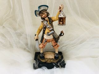 Pirates Statue Figurine On Carrara Marble Stand Made In Italy
