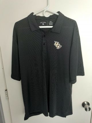 Antigua Black & White Striped Ucf Knights Rugby Golf Polo Shirt Mens 2xl