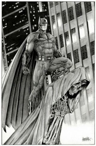 Batman 11x17 Comic Art By Sebastian Escobar - Batman On A Gargoyle