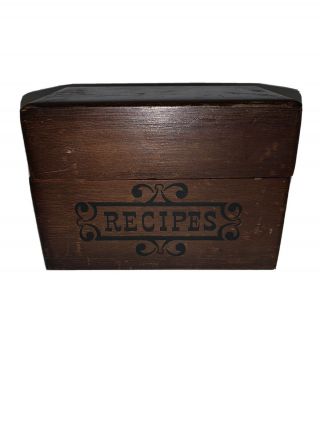 Vintage Wood Recipe Box 3 1/2” X 5 1/2” Index Card Size