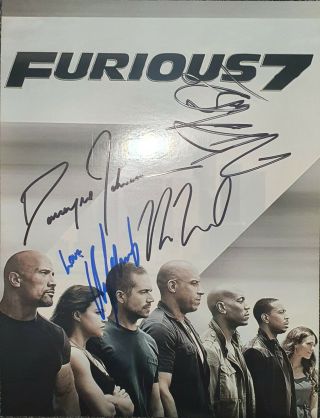 Fast And Furious 7 Cast Hand Signed Photo Autograph Poster