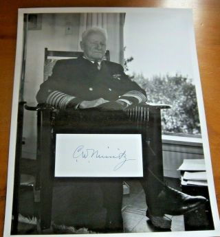Admiral Of The Fleet Chester William Nimitz Signed On Piece & Unsigned Photo