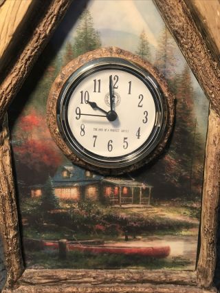 Vintage Thomas Kinkade Mantle Cabin Clock “ The End Of Perfect Day”. 2