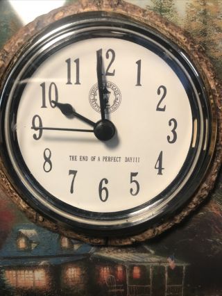 Vintage Thomas Kinkade Mantle Cabin Clock “ The End Of Perfect Day”. 3