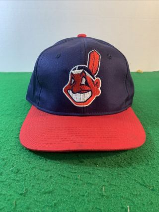 Vintage Cleveland Indians Hat Ball Cap W/ Chief Wahoo Logo Mlb Kmg Snapback