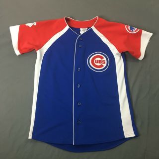Majestic Chicago Cubs Blue Red Baseball Jersey Size Large