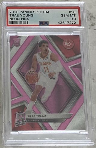 2018 Panini Spectra Neon Pink Trae Young Rookie Rc /25 16 Psa 10 Gem