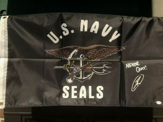 Robert O’neill Signed Autographed Us Navy Seals Flag 17x30 - Psa Itp